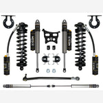 ICON Stage 4 2.5-3" coilover conversion kit for 2023 Ford F-250/F-350 with CDCV shocks and dual steering stabilizers.