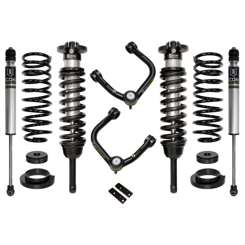 ICON Stage 2 suspension system for Lexus GX470 including front coilovers, tubular upper control arms, and rear shocks.