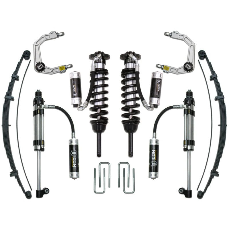 ICON Stage 10 Suspension System for 2005-2023 Toyota Tacoma featuring coilovers, billet UCAs, and RXT bypass shocks.