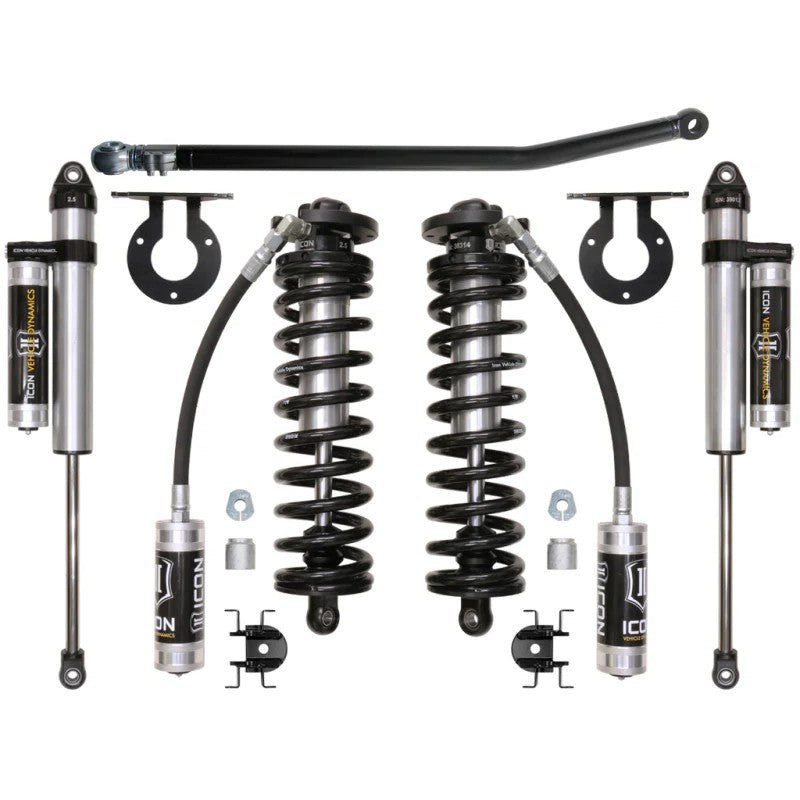 ICON Stage 3 coilover conversion system with remote reservoir front coilovers and aluminum piggyback rear shocks