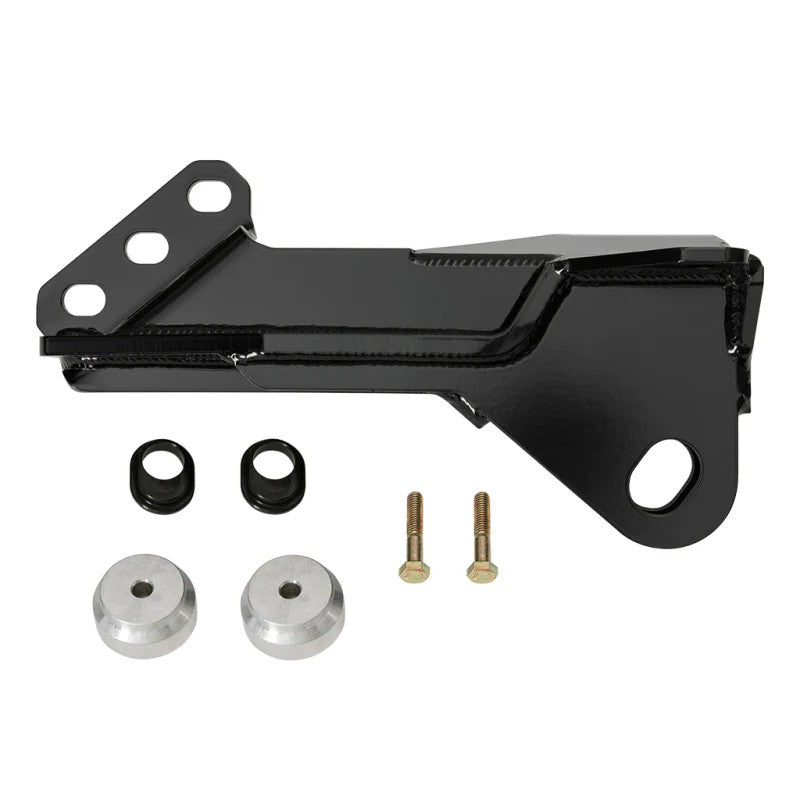 ICON fabricated steel track bar bump steer bracket with satin black powder coat for lifted 2008-2025 Ford Super Duty.