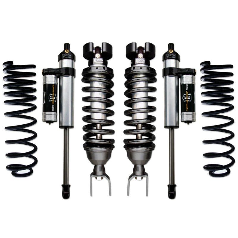 ICON Stage 3 suspension kit with adjustable 2.5-inch coilovers and aluminum piggyback reservoir rear shocks.