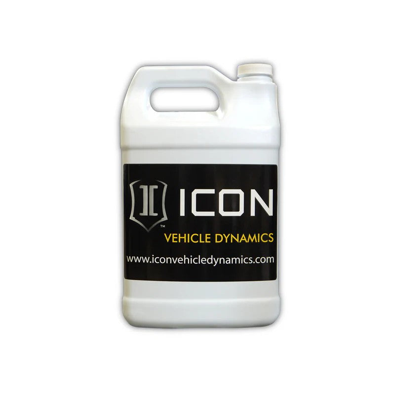 One gallon container of ICON Vehicle Dynamics premium grade performance shock oil.