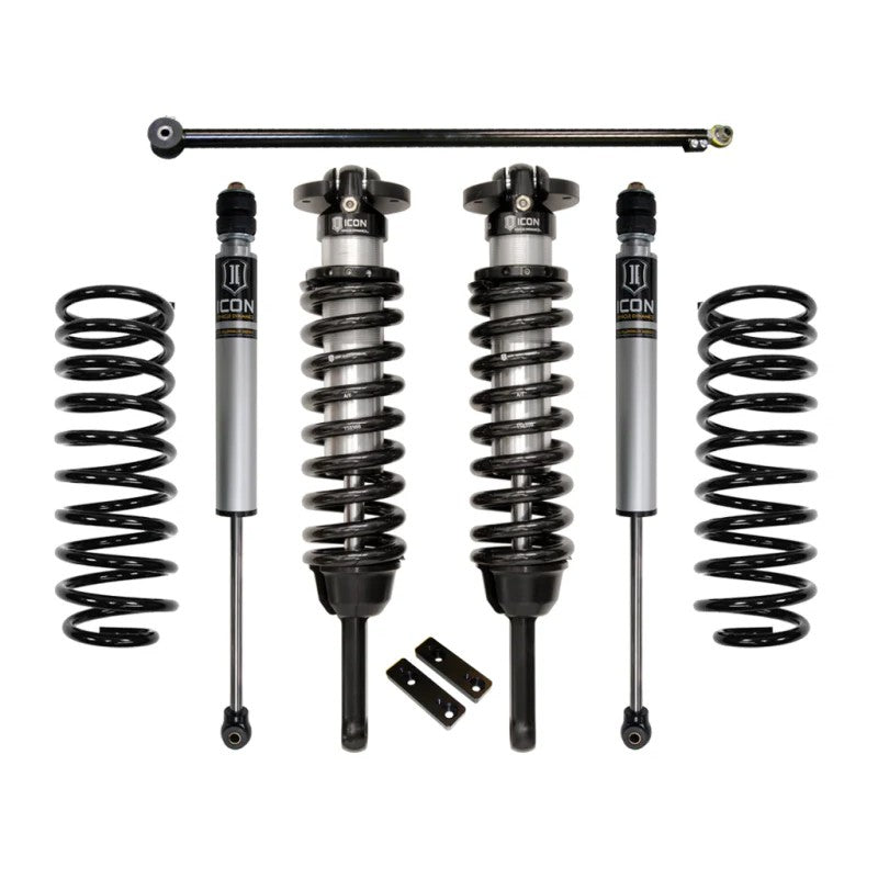 ICON K53181 Stage 1 suspension kit including 2.5 coilovers, 2.0 rear shocks, lift springs, and adjustable track bar.