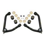 ICON black powder coated tubular upper control arms with Delta Joints and mounting hardware for GM 1500 trucks.