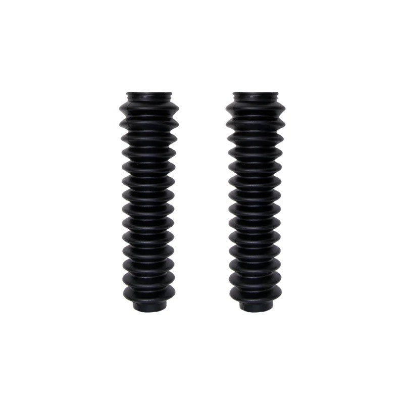 Pair of black ICON Vehicle Dynamics 13-inch shock boots for 2.5 series shocks