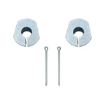 Zinc-plated ICON Vehicle Dynamics 2.3 degree alignment cams and cotter pins for 2005-2023 Ford Super Duty trucks.