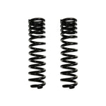 A pair of ICON Vehicle Dynamics 4.5 inch front dual rate coil springs with a semi-gloss black powder coat finish.