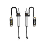 Pair of ICON V.S. 2.5 Series rear remote reservoir shocks with CDC Valve adjustment knobs for Toyota 4Runner and GX.