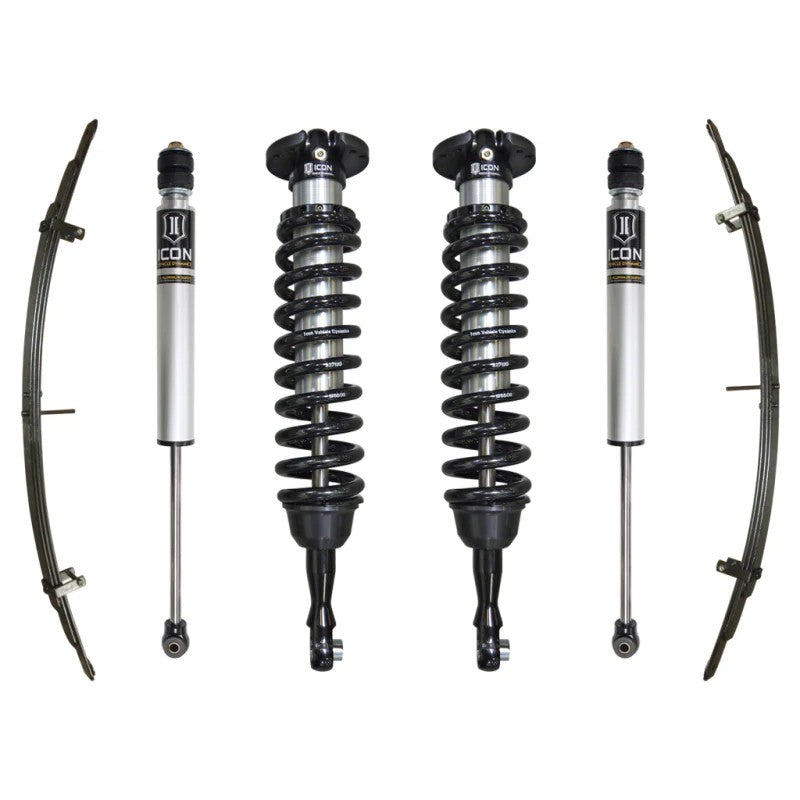 ICON Stage 2 suspension system for 2007-2021 Toyota Tundra including adjustable coilovers and rear monotube shocks.