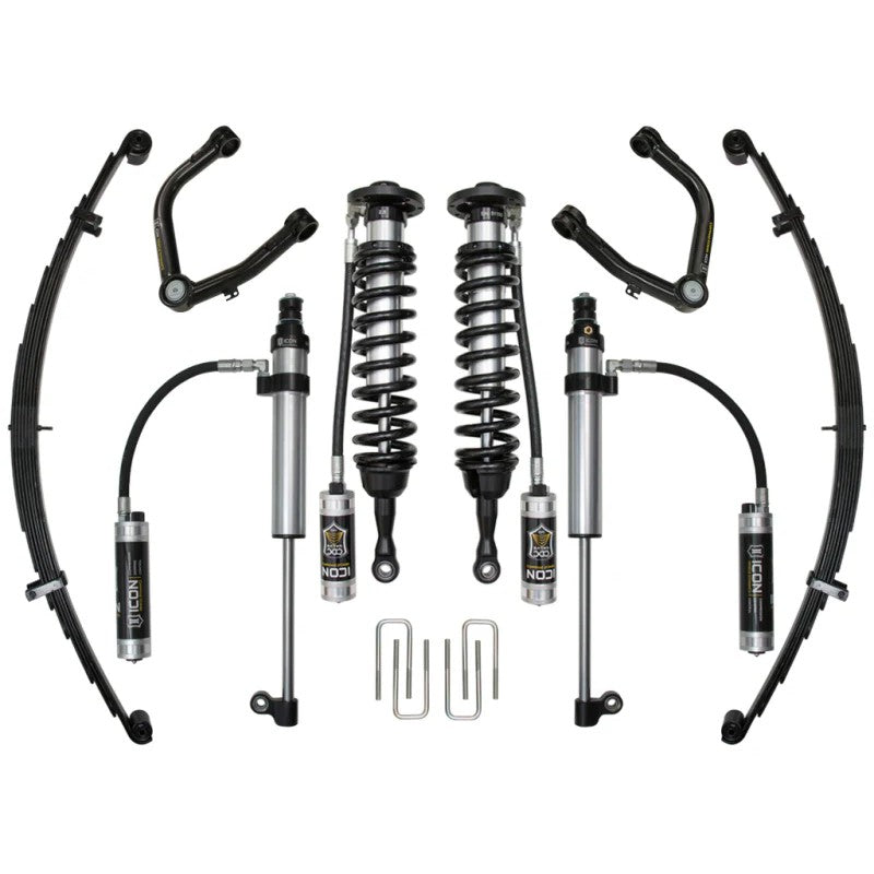 ICON Stage 9 suspension system for Toyota Tundra with coilovers, RXT leaf springs, and tubular upper control arms.