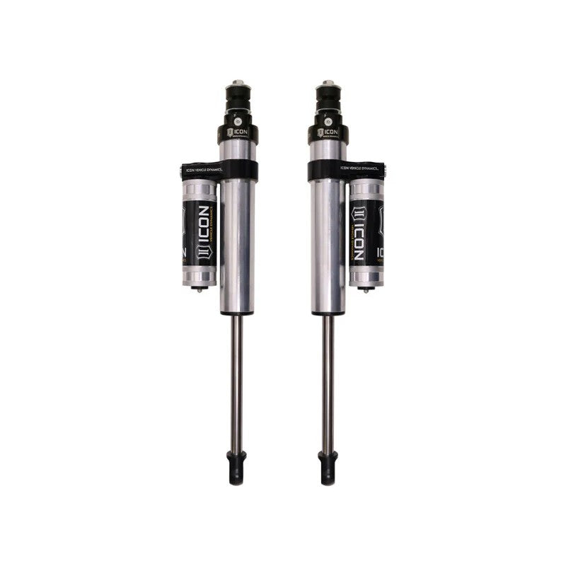 Pair of ICON 57720P 2.5 Series Aluminum Rear Piggyback Reservoir Shocks for 2007-2021 Toyota Tundra.