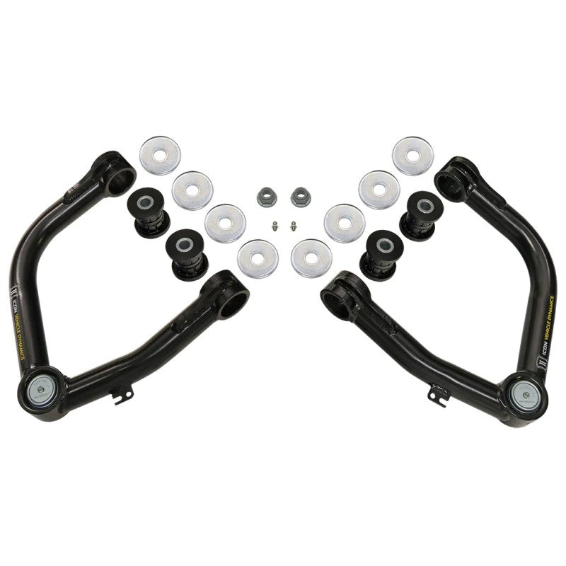 ICON black powder coated tubular upper control arms with patented Delta Joints and greaseable bushings.