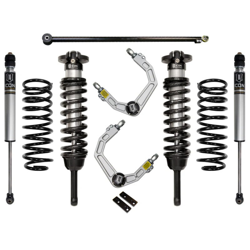 ICON Stage 2 suspension kit with front coilovers, Delta Joint upper control arms, and rear 2.0 shocks.