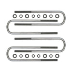 ICON Vehicle Dynamics 12-inch black E-coat Grade 8 steel rear U-bolt kit including mounting nuts and washers.