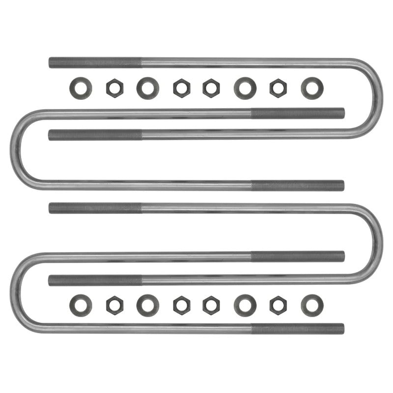 ICON 17-inch Grade 8 steel rear U-bolt kit with black E-coat finish and mounting hardware for Ford Super Duty 67002.