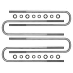 ICON 17-inch Grade 8 steel rear U-bolt kit with black E-coat finish and mounting hardware for Ford Super Duty 67002.