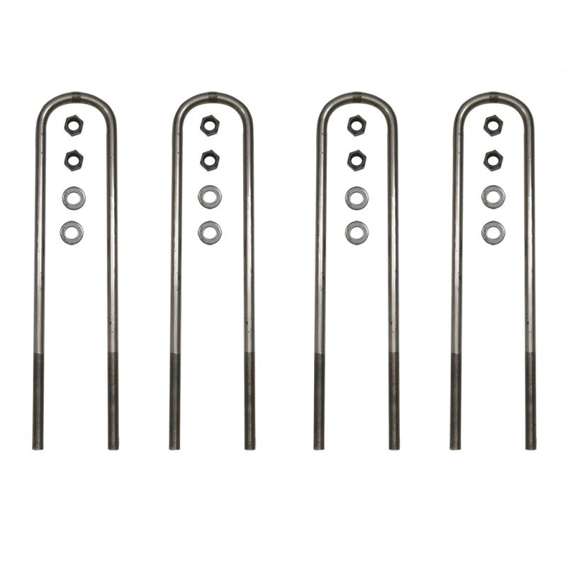 ICON Vehicle Dynamics 19-inch black E-coated Grade 8 steel U-bolts with nuts and washers for Ford Super Duty.
