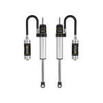 Pair of ICON 2.5 Series VS Remote Reservoir front shocks with aluminum bodies for 2013-2022 Ram 2500 and 3500 trucks.