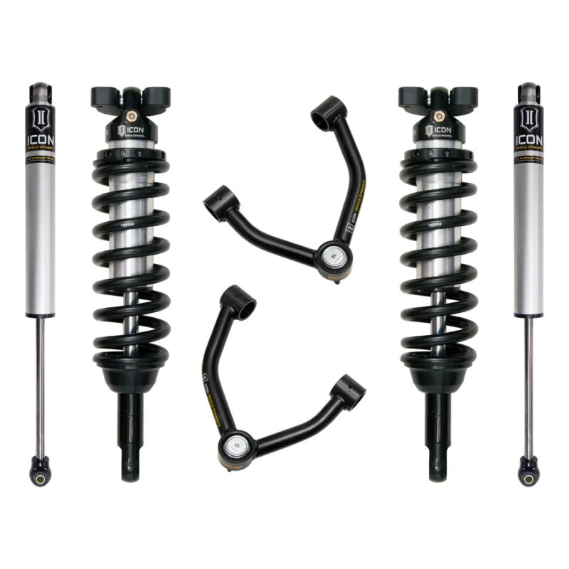 ICON Stage 2 Suspension System featuring adjustable coilovers, remote reservoir rear shocks, and tubular control arms.