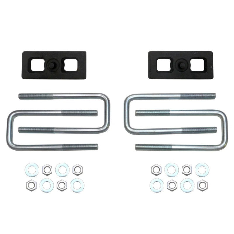 ICON Vehicle Dynamics 1-inch cast iron rear lift block kit with U-bolts and hardware for 2015-2022 Colorado and Canyon.