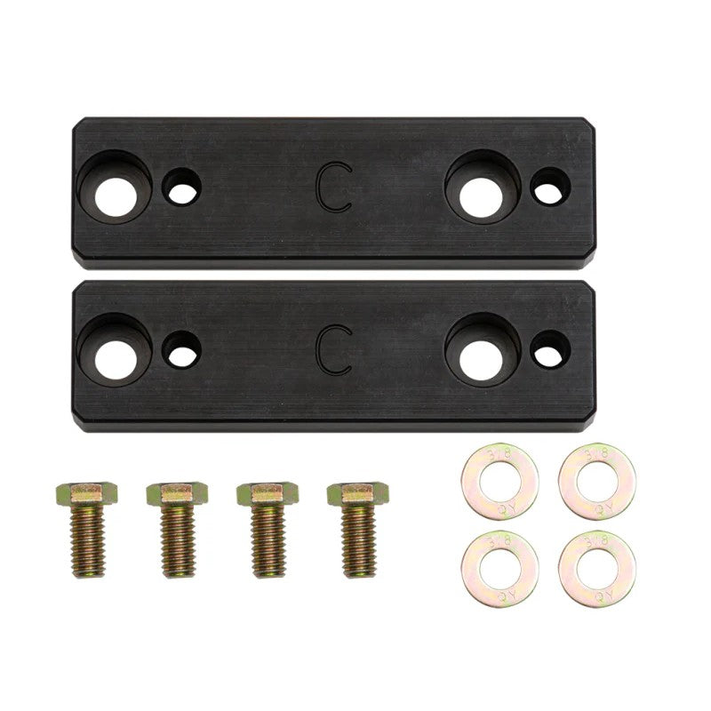 ICON black anodized CNC machined 6061 aluminum sway bar relocation blocks and mounting hardware