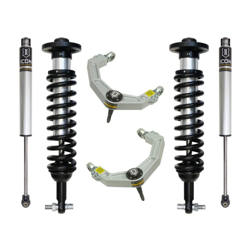 ICON Stage 2 suspension kit including adjustable coilovers, billet aluminum upper control arms, and 2.0 rear shocks.