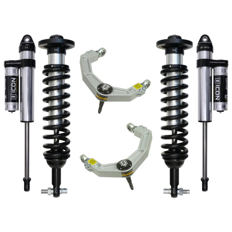 ICON Stage 3 suspension kit with front coilovers, billet upper control arms, and piggyback rear shocks for Ford F-150 2WD.