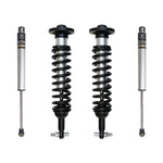 ICON Stage 1 suspension kit featuring 2.5 adjustable coilovers and 2.0 aluminum rear shocks for 2015-2021 Ford F-150 4WD.