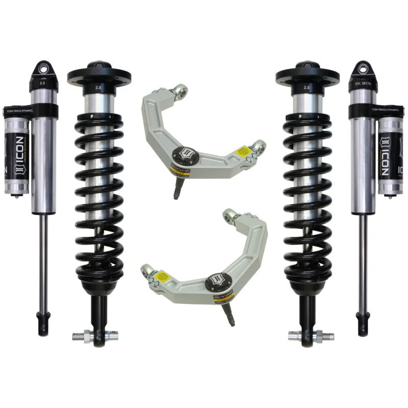 ICON Stage 3 suspension kit for 2015-2020 F-150 with coilovers, billet UCAs, and piggyback shocks.