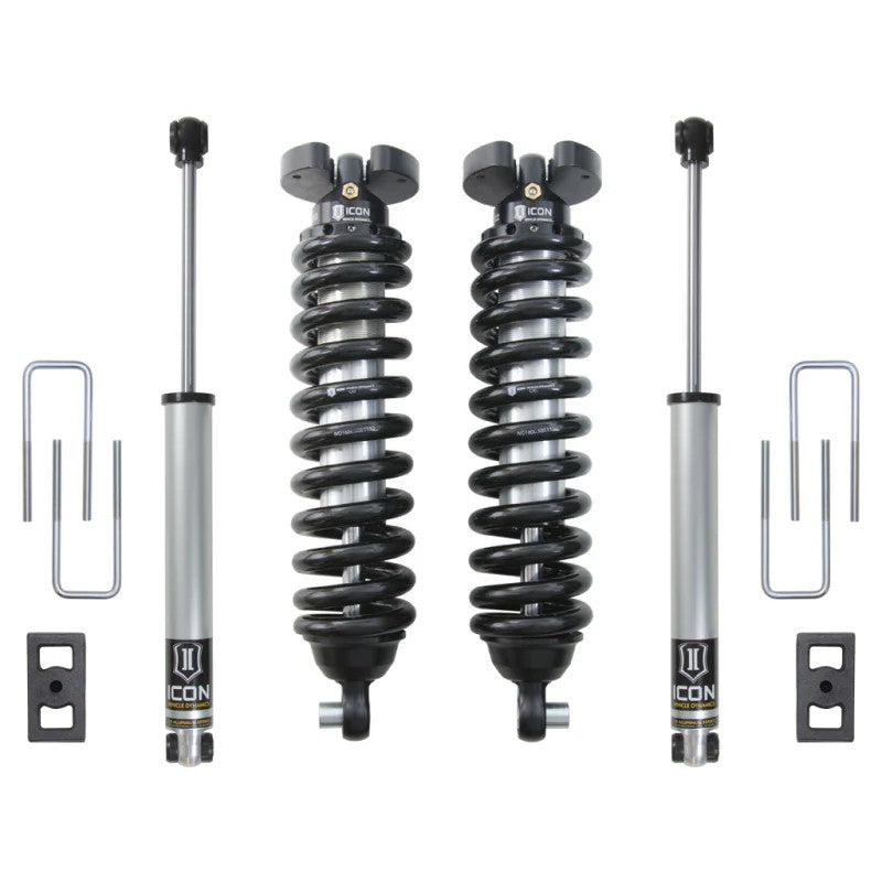 ICON Stage 1 suspension system K83031 with front coilovers, rear shocks, and lift blocks for 2016-2023 Nissan Titan XD.