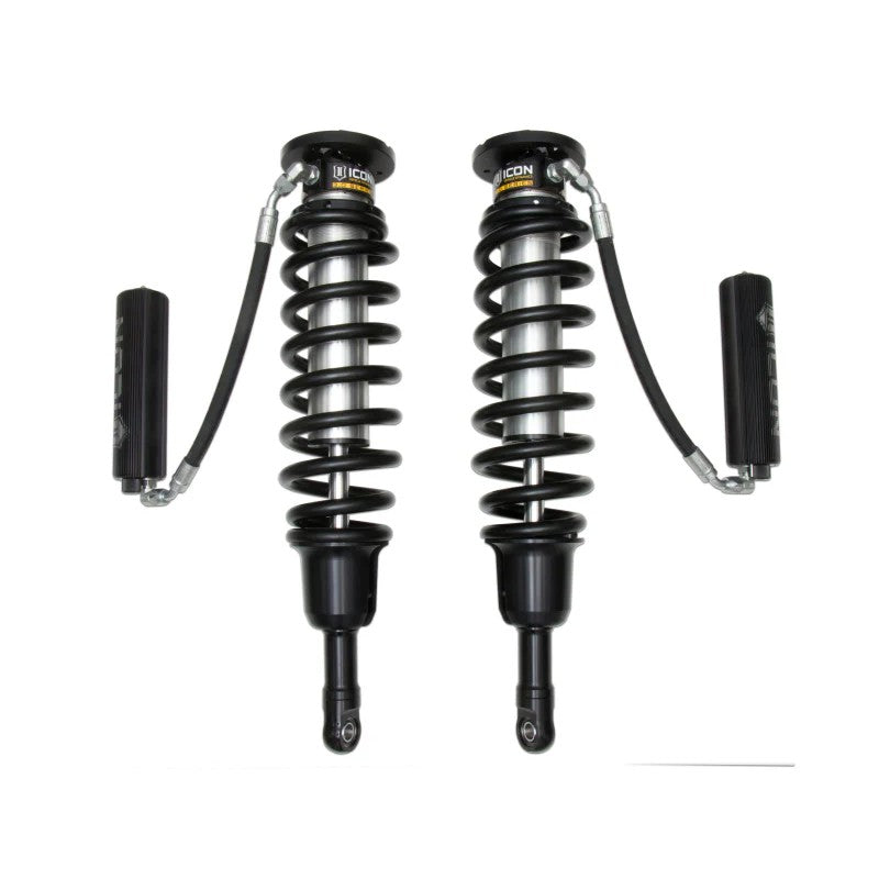 ICON 3.0 Series front coilovers with finned remote reservoirs and CDCV adjusters for 2017-2021 Ford Raptor.