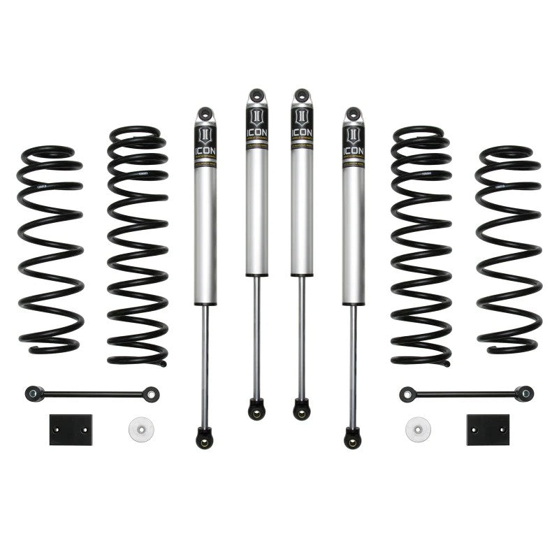 ICON Stage 1 2.5 inch suspension system with dual-rate coil springs and 2.0 Aluminum Series shocks for Jeep Wrangler JL.