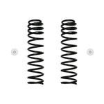 A pair of black ICON Vehicle Dynamics dual-rate front coil springs for Jeep Wrangler JL and Gladiator JT.