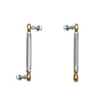 ICON billet aluminum front sway bar links with FK rod ends and laser-etched logos for Jeep Wrangler and Gladiator.