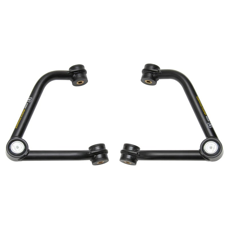 ICON semi-gloss black tubular upper control arms featuring patented Delta Joints and black dual-stage bushings.