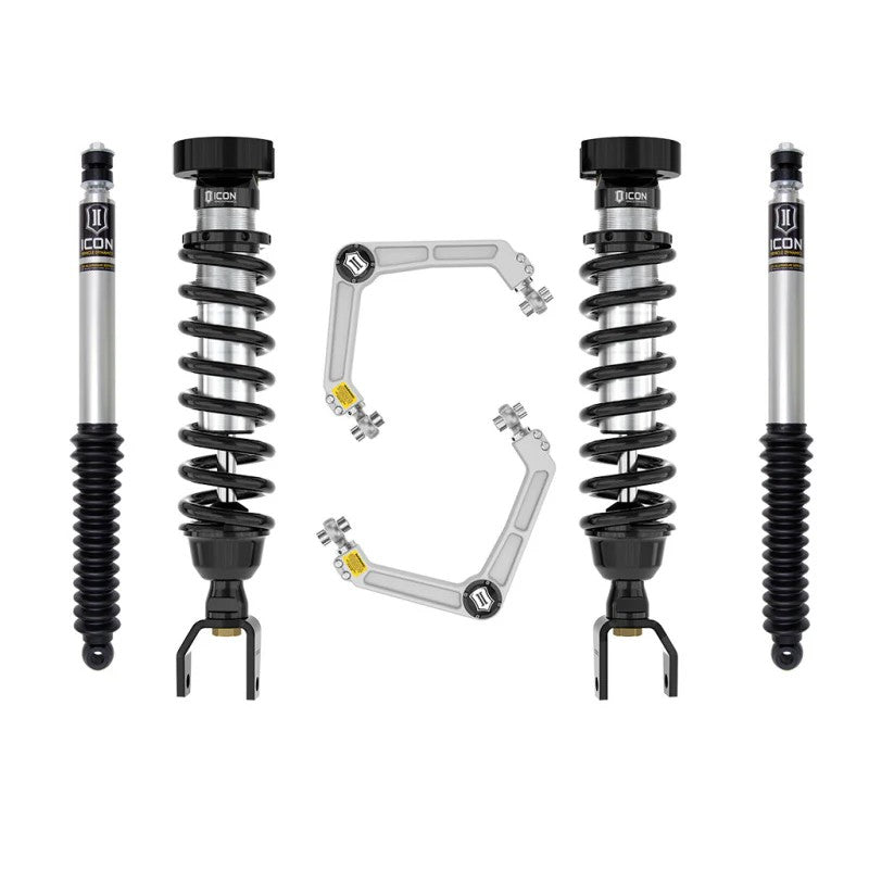 ICON Stage 1 suspension kit including front coilovers, billet upper control arms, and rear shocks for 2019-2023 Ram 1500.