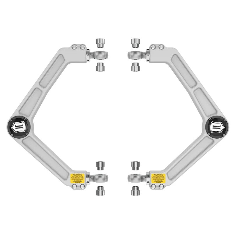 ICON satin anodized billet aluminum upper control arms with Delta Joints and FK rod ends for 2019-2023 Ram 1500