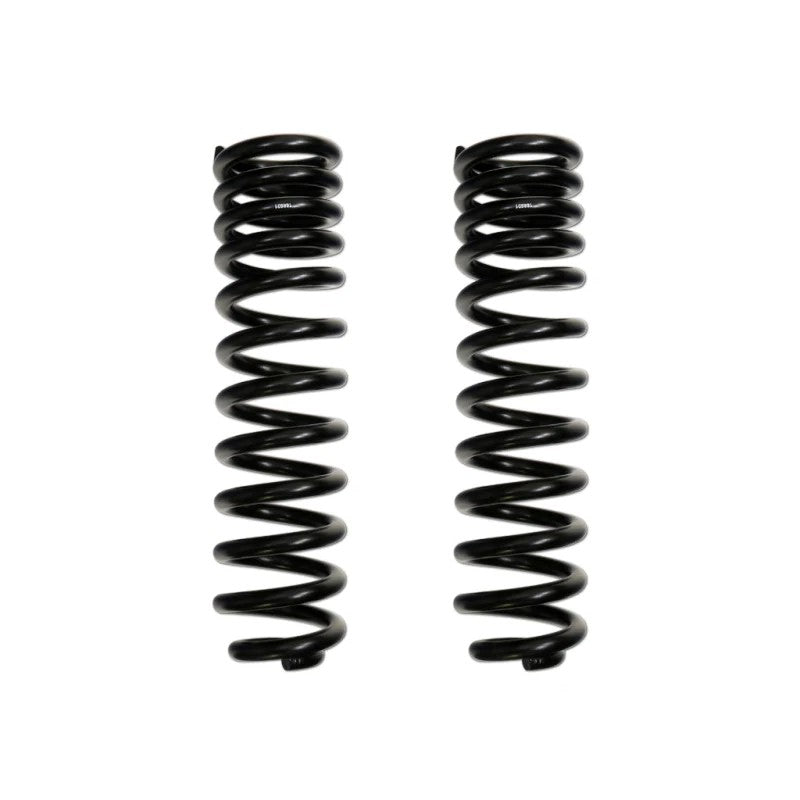 ICON Vehicle Dynamics 4.5-inch dual rate front coil springs in semi-gloss black powder coat for Ford Super Duty trucks.