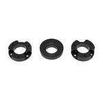 Black anodized ICON CNC machined billet aluminum coilover spacer kit with top load shims for 2021-2023 Ford Bronco.