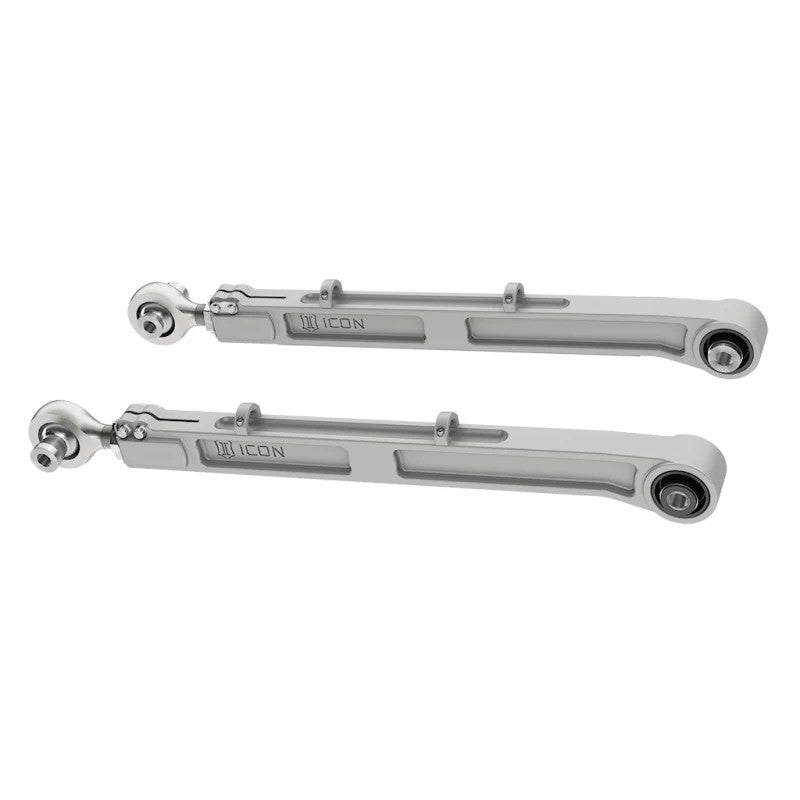 CNC machined 6061 aluminum rear lower link arms with FK rod ends and replaceable rock sliders for Ford Bronco