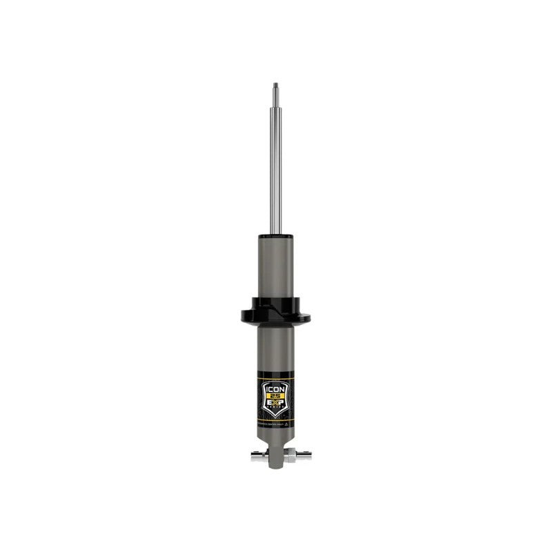 ICON EXP Series 2.5 front coilover shock for 2021-2023 Ford Bronco with black anodized aluminum components.