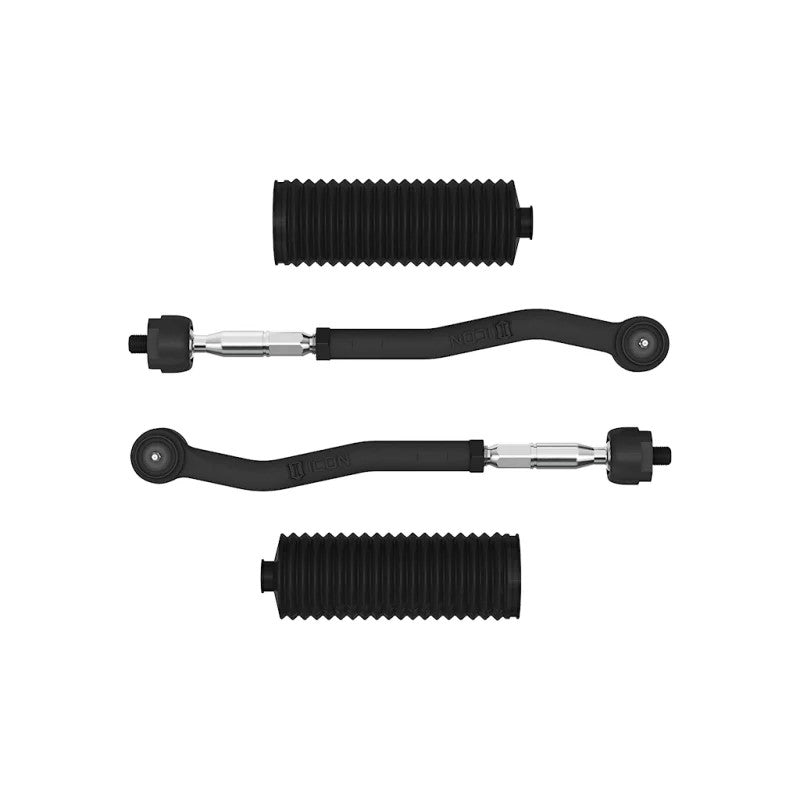 ICON XD Forged Tie Rod Kit for 2021-2023 Ford Bronco featuring forged steel ends and 4140 chromoly inner studs.