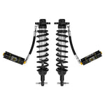 ICON 2.5 Series front remote reservoir coilovers with CDCV adjustment knobs for 2021-2025 Ford F-150 4WD.