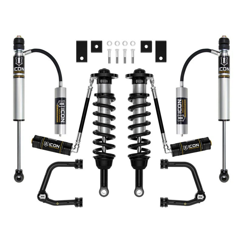 ICON Stage 6 suspension kit with remote reservoir coilovers, shocks, and tubular upper control arms for Toyota Tundra.