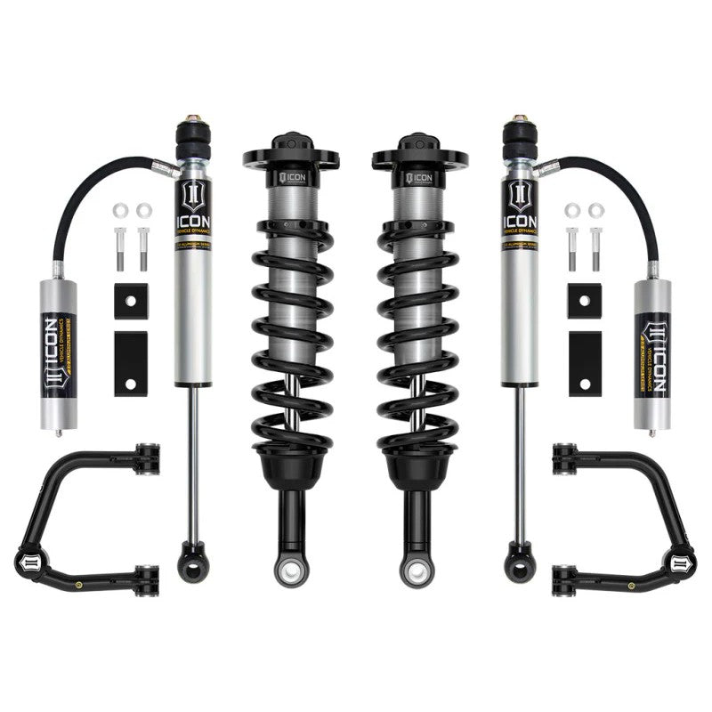 ICON Stage 5 suspension kit including 3.0 coilovers, tubular upper control arms, and rear remote reservoir shocks.