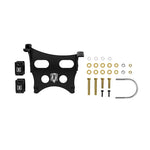 ICON 2.0 Aluminum Series dual steering stabilizer kit with black 6061 billet aluminum tie rod clamps and steel brackets.