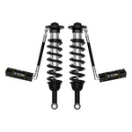 ICON 2.5 VS Series remote reservoir front coilover kit with silver CAD-plated bodies and blue 6061 aluminum components.