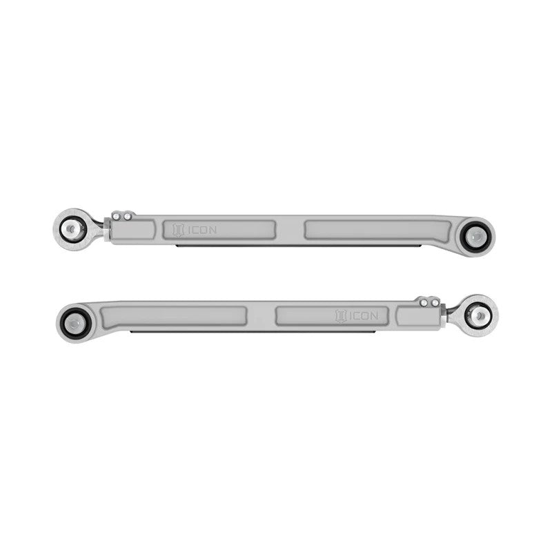 Anodized CNC machined 6061 billet aluminum rear lower link with spherical rod end and nylon rock slider.