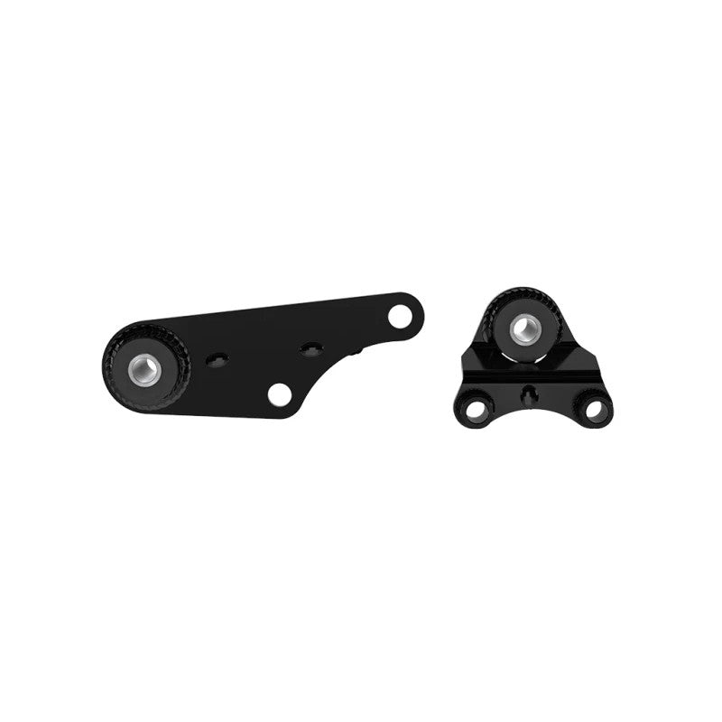 ICON black powder coated steel front differential drop brackets with polyurethane bushings and mounting hardware.
